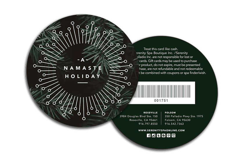 Namaste水疗圈礼品卡和会员卡条形码